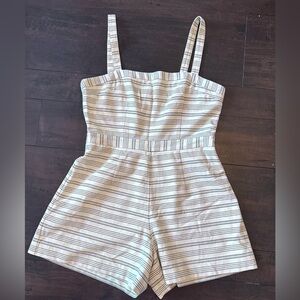 Anthropologie Paper Crown Womens Romper M Lined Shorts Zipper Jumper